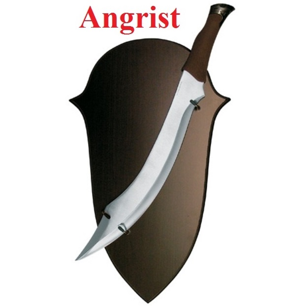 Angrist pugnale elfico - coltello del signore degli anelli - con espositore da muro.
